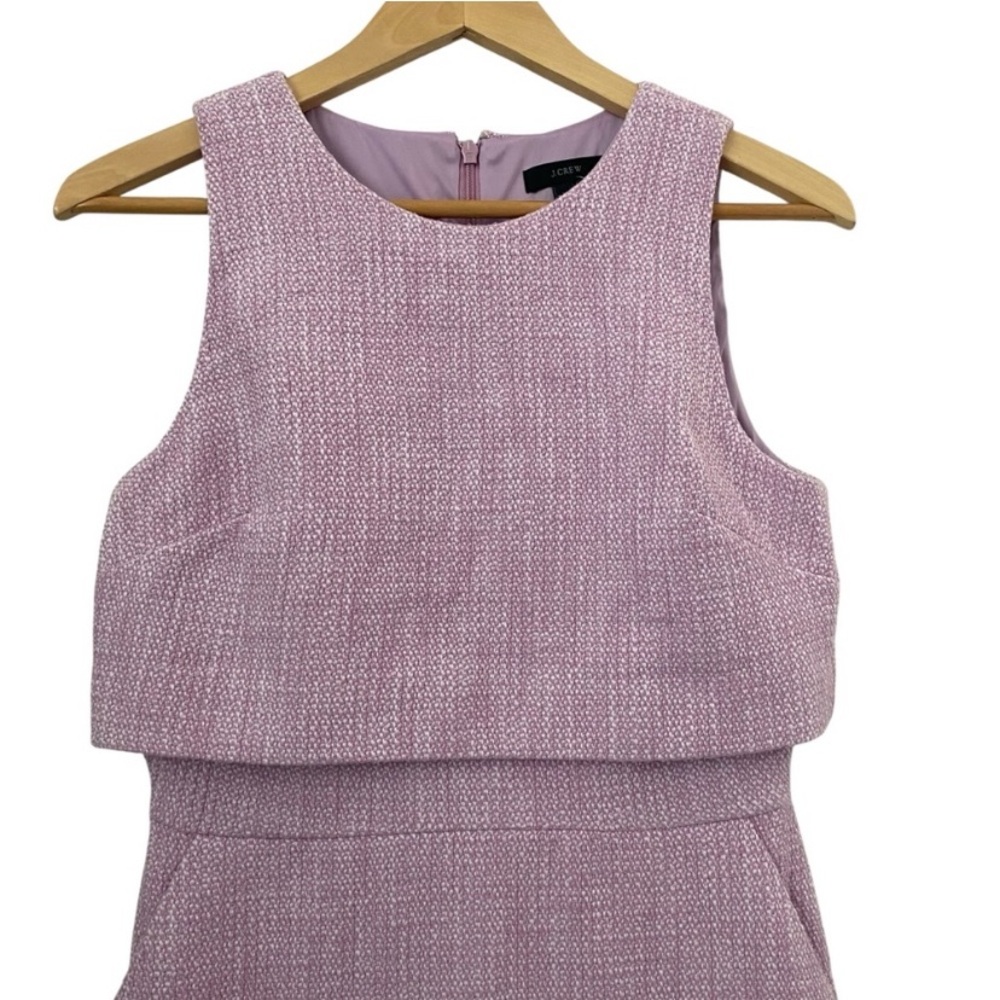 Crew "Going Places" Lavender Knee-length Cotton Tweed Textured Dress 4 - Picture 3 of 11